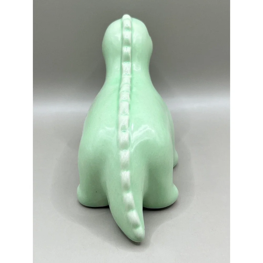 Vtg Mint Green Ceramic Dinosaur Figurine Glossy Seafoam Pottery Decor 3.5